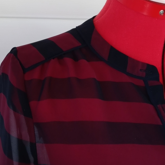 Banana Republic Striped Stand Collar Blouse Sz S - Picture 3 of 9